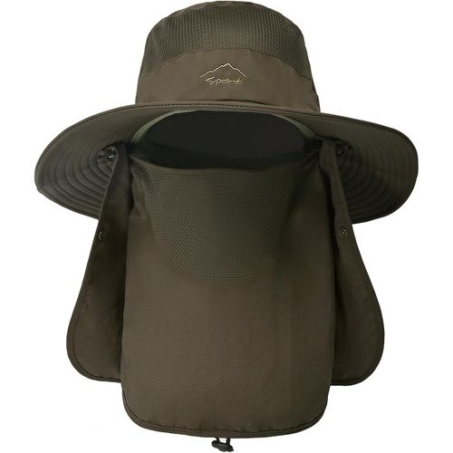 Chapeau De Soleil Avec Protection Cou Visage Détachable,Chapeaux De Pêche De Upf 50+,Camping Randonnée Marche Voyage Casquettes Chapeaux De Pliable Chapeau Bucket-Sangle De Menton Réglable.[Z45]