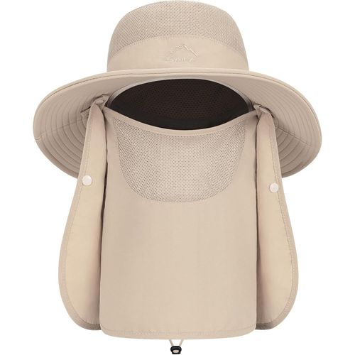 Chapeau De Soleil Avec Protection Cou Visage Détachable,Chapeaux De Pêche De Upf 50+,Camping Randonnée Marche Voyage Casquettes Chapeaux De Pliable Chapeau Bucket-Sangle De Menton Réglable.[Z44]