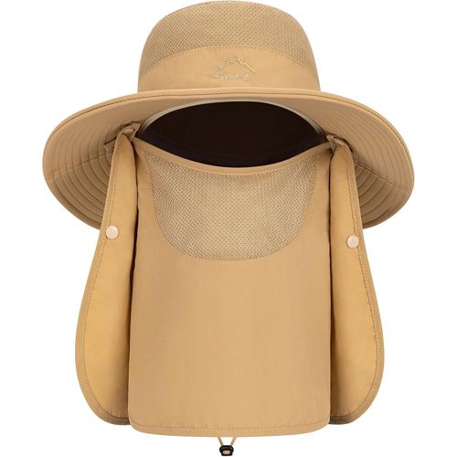 Chapeau De Soleil Avec Protection Cou Visage Détachable,Chapeaux De Pêche De Upf 50+,Camping Randonnée Marche Voyage Casquettes Chapeaux De Pliable Chapeau Bucket-Sangle De Menton Réglable.[Z46]