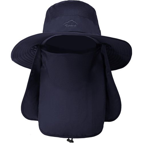 Chapeau De Soleil Avec Protection Cou Visage Détachable,Chapeaux De Pêche De Upf 50+,Camping Randonnée Marche Voyage Casquettes Chapeaux De Pliable Chapeau Bucket-Sangle De Menton Réglable.[Z42]