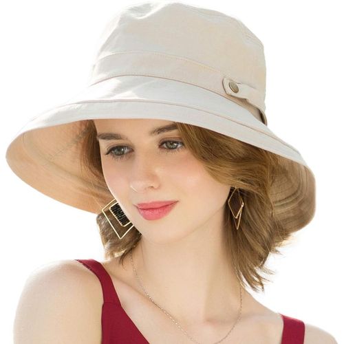 Chapeau De Soleil En Coton À Large Bord Upf50 Uv Pliable Pour Femme.[Z182]