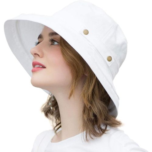 Chapeau De Soleil En Coton À Large Bord Upf50 Uv Pliable Pour Femme.[Z181]