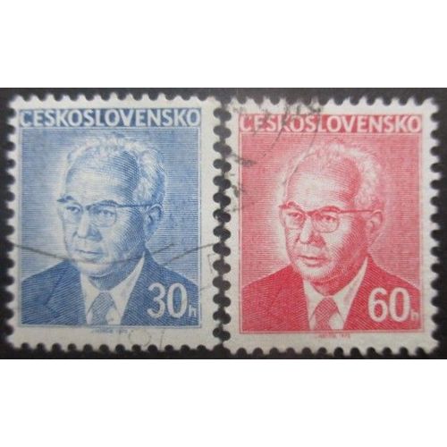 Tchecoslovaquie N°2134 Et 2135 Président Husak Oblitérés
