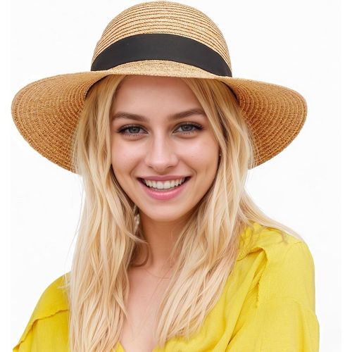 Chapeau De Paille Femme,Femmes Chapeaux De Soleil Upf 50+,Pliable Été Large Bord Chapeau De Paille Anti-Uv Pour Plage Voyage,Kaki