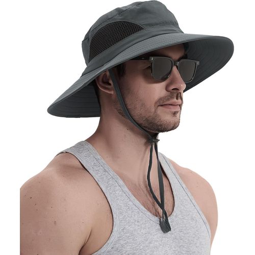 Chapeau Homme Soleil Anti Uv Chapeau Randonnée Homme Bord Large Aventurier Été Brousse Militaire Chapeaux De Voyage Safari Cowboy Boonie Hat Casquette Peche.[Z274]