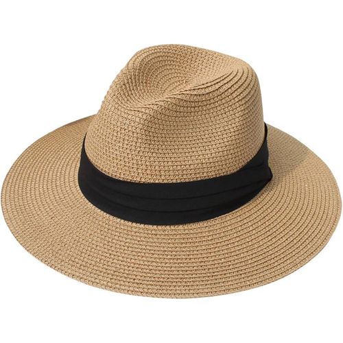 Chapeau De Panama Femme Homme Fedora De Paille Chapeau De Soleil Été Léger Respirant Plage Ajustable Hat Bonnet À Large Bord À Enrouleur Chapeaux Jardin Voyage.[Z309]