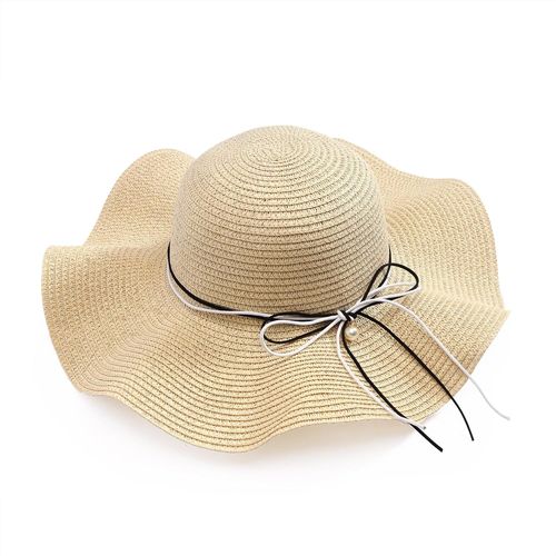 Femmes Bohème Chapeau De Paille Pliable Chapeau De Soleil Chapeau De Plage Large Bord Arc Chapeau D'été Pour Les Vacances De Voyage Et La Plage.[Z1611]