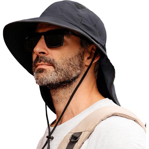 Chapeau De Soleil Unisexe À Large Bord Pour Homme Avec Protection De La Nuque,Porte-Lunettes De Soleil,Chapeau D'été Pour Safari,Chapeau D'été Imperméable Et Pliable.[Z99]