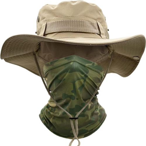 Chapeau De Soleil Hommes À Large Bord Camo Chapeau Homme Visage Écharpe Camouflage Militaire Armée Chapeau Seau Safari Chapeaux De Randonnée Chasse Maille Plage Cap.[Z106]