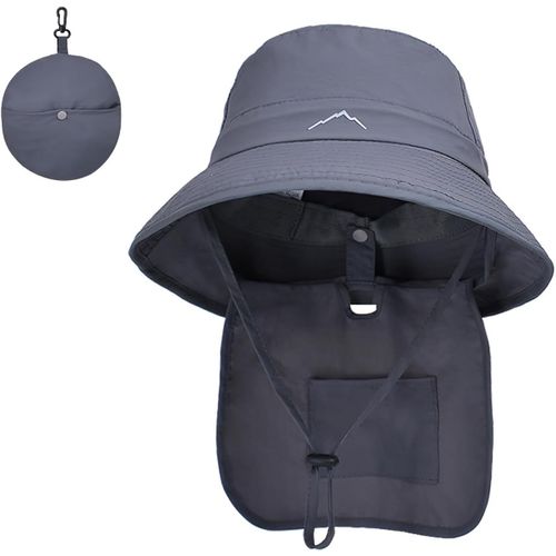 Chapeaux De Pêche Pour Hommes Femmes,Chapeau Randonnée Avec Protection Cou Chapeau De Soleil De Upf 50+ Pliable Chapeaux De Safari Bucket Hat-Sangle De Menton Réglable.[Z1166]