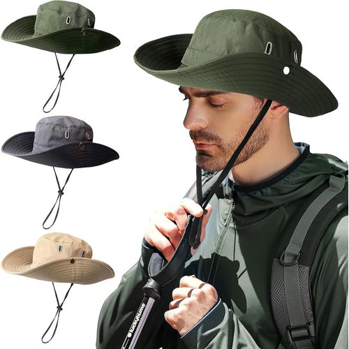 Chapeau Imperméable Pour Les Hommes Et Les Femmes,Chapeau De Pêche Au Soleil Respirante Avec Cordon De Serrage Ajustable,Chapeau De Jungle Pliable Pour Le Camping,La Randonnée,La Chasse.[Z84]