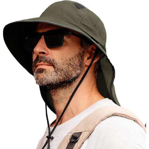 Chapeau De Soleil Unisexe À Large Bord Pour Homme Avec Protection De La Nuque,Porte-Lunettes De Soleil,Chapeau D'été Pour Safari,Chapeau D'été Imperméable Et Pliable.[Z101]