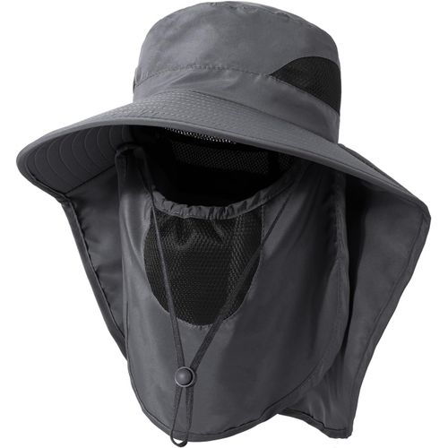 Chapeaux De Pêche Pour Hommes Femmes,Chapeau Randonnée Avec Protection Cou Visage Chapeau De Soleil De Upf 50+ Pliable Chapeaux De Safari Bucket Hat-Sangle De Menton Réglable.[Z206]
