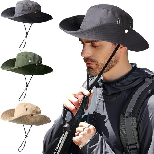 Chapeau Imperméable Pour Les Hommes Et Les Femmes,Chapeau De Pêche Au Soleil Respirante Avec Cordon De Serrage Ajustable,Chapeau De Jungle Pliable Pour Le Camping,La Randonnée,La Chasse.[Z85]