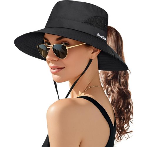 Chapeau De Soleil Femme,Casquette Anti Uv Pliable Chapeaux Large Bord Queue De Cheval Chapeau Outdoor Été Pour Randonnée Pêche Plage Jardinage.[Z264]