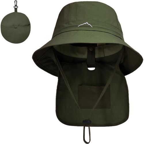 Chapeaux De Pêche Pour Hommes Femmes,Chapeau Randonnée Avec Protection Cou Chapeau De Soleil De Upf 50+ Pliable Chapeaux De Safari Bucket Hat-Sangle De Menton Réglable.[Z1169]