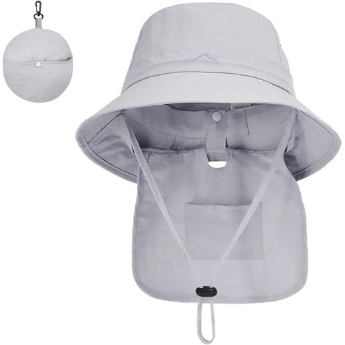 Chapeaux De Pêche Pour Hommes Femmes,Chapeau Randonnée Avec Protection Cou Chapeau De Soleil De Upf 50+ Pliable Chapeaux De Safari Bucket Hat-Sangle De Menton Réglable.[Z1165]