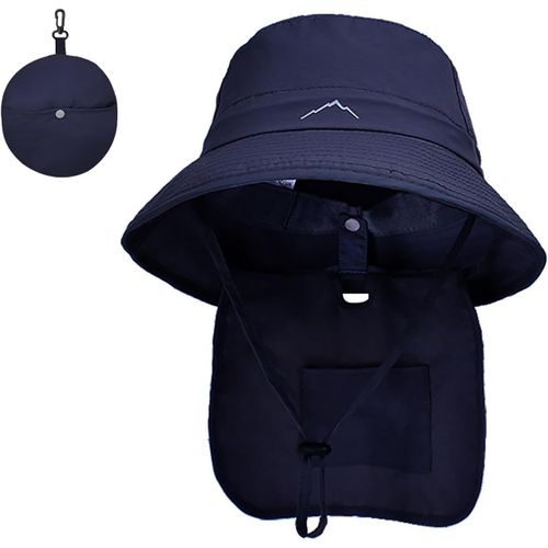 Chapeaux De Pêche Pour Hommes Femmes,Chapeau Randonnée Avec Protection Cou Chapeau De Soleil De Upf 50+ Pliable Chapeaux De Safari Bucket Hat-Sangle De Menton Réglable.[Z1167]