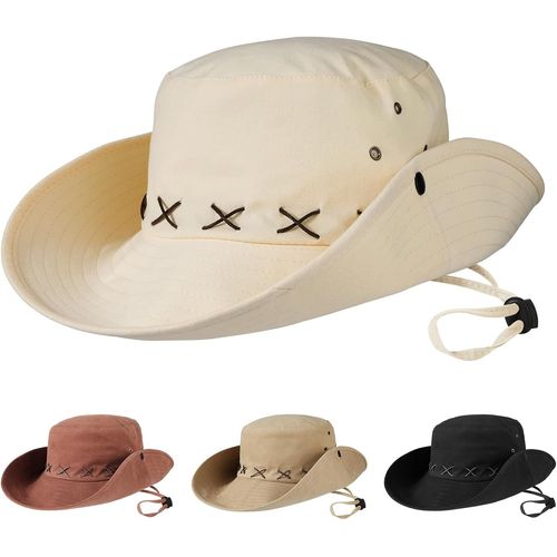 Chapeau De Soleil À Larges Bords Pour Hommes Et Femmes,Chapeau De Cowboy Style Safari,Chapeau De Boonie Jungle,Chapeau De Pêche Pour L'extérieur Imperméable À L'eau,Avec Protection Upf50+.[Z1374]