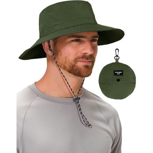 Chapeau Homme Femme Protection Uv Chapeau De Soleil Imperméable Respirant Chapeau De Brousset À Large Bord Chapeau De Pêche Boonie Hat.[Z88]