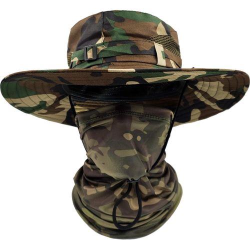 Chapeau De Soleil Hommes À Large Bord Camo Chapeau Homme Visage Écharpe Camouflage Militaire Armée Chapeau Seau Safari Chapeaux De Randonnée Chasse Maille Plage Cap.[Z116]