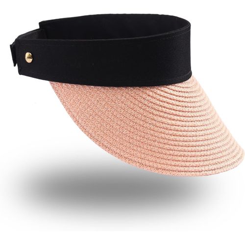 Visière Soleil Femme À Bord Large Réglable Protection Uv Pliable En Paille Pour Queue De Cheval.[Z1137]