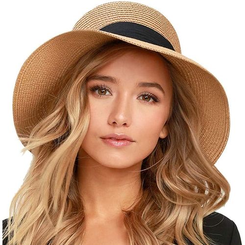 Femmes Chapeaux De Soleil Upf 50+ Chapeau De Paille À Bord Large.[Z28]