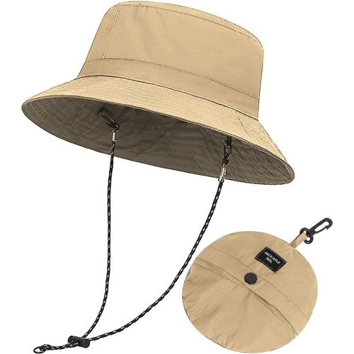 Chapeau Homme Pliable Imperméable Bucket Hat Unisex Anti Uv Réglable Chapeau Soleil Chapeaux De Randonnée Homme Avec Cordon Jugulaire Amovible.[Z1098]