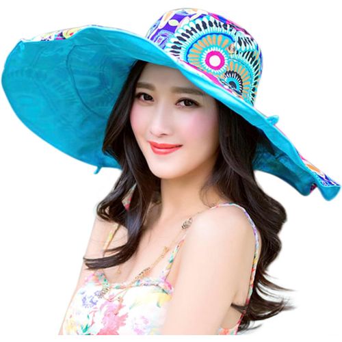 Capeline Femme Pliable Été Imprimé Florale Chapeau De Soleil À Bord Large Pour Voyage Camping Randonnée Cueillir Pêcher Chapeau De Plage Anti Uv Protection Solaire Bob Double Face À Porter.[Z1200]