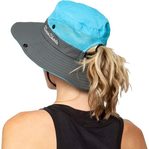 Chapeau De Pêche De Plage Pliable De Protection Uv Pour Femme En Maille À Large Bord Avec Trou De Queue De Cheval.[Z340]