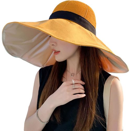 Capeline Femme Été Chapeau De Soleil À Bord Large Pliable Souple Chapeau De Plage Voyage Upf 50+ Protection Uv Chapeau De Camping Randonnée Vacances Chapeau De Paille Dames Beach Sun Hat.[Z1233]