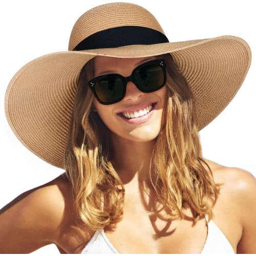 Chapeau De Paille Solaire Blanc Pour Femmes-Casual Été-Upf 50-Pliable-Protection Solaire-Chapeau De Soleil-Taille Unique.[Z184]
