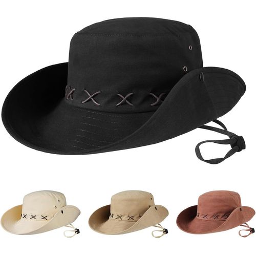Chapeau De Soleil À Larges Bords Pour Hommes Et Femmes,Chapeau De Cowboy Style Safari,Chapeau De Boonie Jungle,Chapeau De Pêche Pour L'extérieur Imperméable À L'eau,Avec Protection Upf50+.[Z1376]