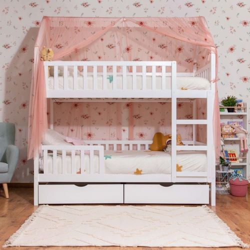 Ciel De Lit Superposé Sawyer Tulle Rose Vieux 201x201x97cm
