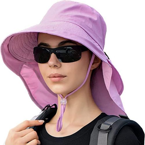 Chapeau De Soleil Extérieur Avec 50 + Protection Upf Large Bord De Chapeau Avec Rabat De Cou Pour Les Femmes.[Z458]