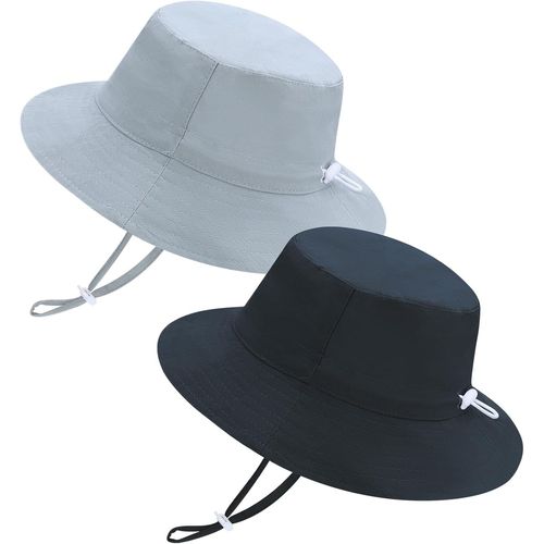 Lot De 2 Chapeaux De Soleil Pour Enfants,Unisexe,Chapeau D'été,Chapeau De Soleil À Large Bord Réglable,En Coton,Casquette De Plage Pour Garçons Et Filles De 3 À 8 Ans.[Z374]