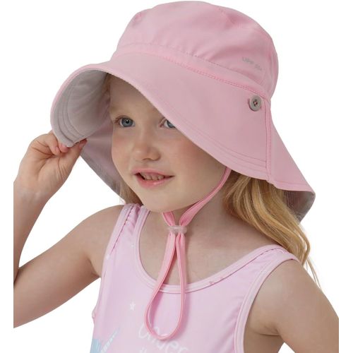 Enfant Chapeau De Soleil Protection Upf 50+,Chapeau De Plage D'été Bain Avec Rabat Pour Le Cou,Réversible Large Bord Pour Filles Et Garçons.[Z457]
