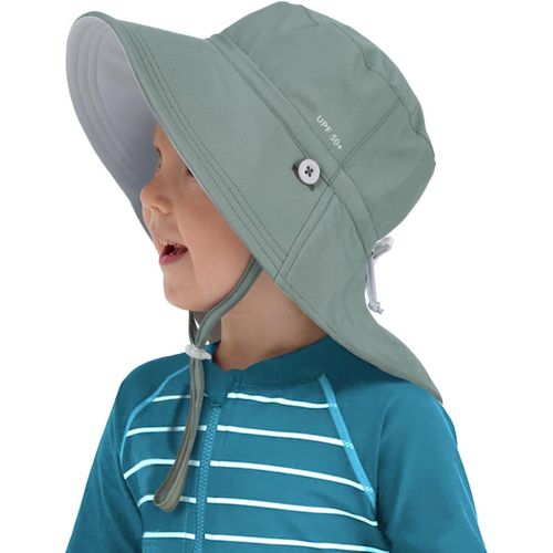 Enfant Chapeau De Soleil Protection Upf 50+,Chapeau De Plage D'été Bain Avec Rabat Pour Le Cou,Réversible Large Bord Pour Filles Et Garçons.[Z456]