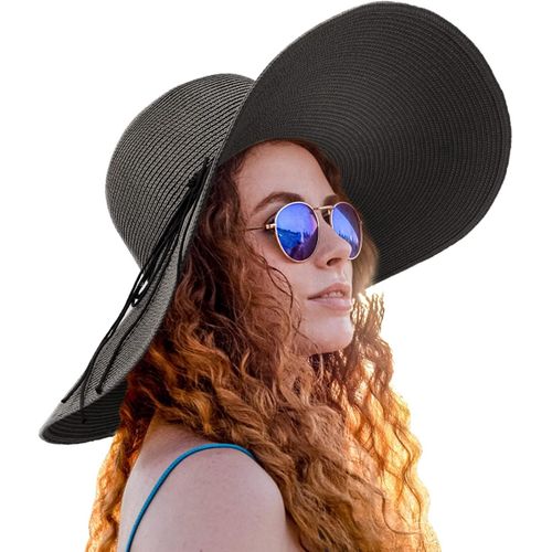 Femme Capeline Chapeau De Paille Chapeau À Large Bord Casquettes Anti-Soleil Respirant Pliable Rouleau Plage Cap Chapeau De Soleil Upf 50+.[Z669]