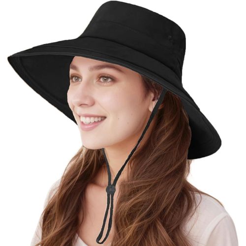 Chapeau De Soleil Femme Casquette À Large Bord Queue De Cheval,Chapeau Boonie Pliable Imperméable Pour Pêche Jardinage Randonnée Vacances D'été.[Z1457]
