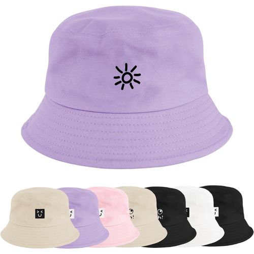 Chapeaux De Seau Visage Souriant Femme Homme,Bob En Coton De Soleil Anti-Uv Chapeau De Pêcheur Pliable Été Unisexe Bucket Hat 56-58cm.[Z1459]