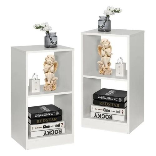 Costway Ensemble De Bibliothèque À 2 Niveau, Étagère Autoportante, Étagère Bibliothèque, Salon, Bureau, Entrée, 38 X 33 X 72,5 Cm
