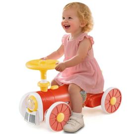 COSTWAY Porteur Enfants avec Volant, Bouton de Sifflet de Train, Espace de Rangement sous le Siège, 61 x 30 x 38 cm Orange