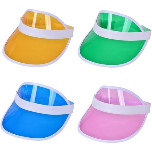 4 Visières Pare-Soleil Néon,Casquette Unisexe Rétro Années 80 Avec Visière,Soleil Chapeau Visière Casquettes Vélo Sunhat