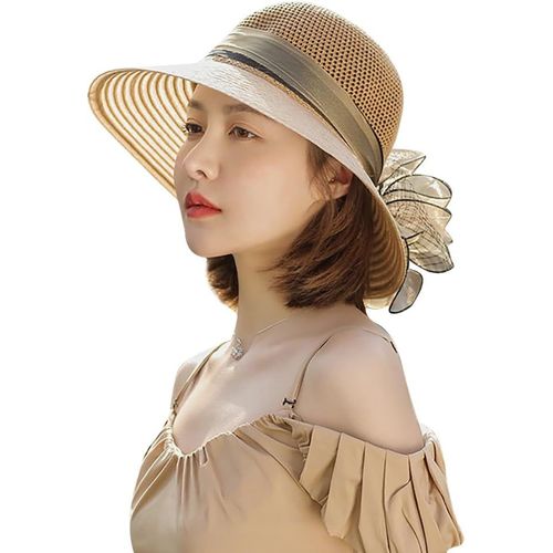 Femme Chapeau De Soleil Capeline Réglable À Large Bord Protection Uv Chapeau D'église En Organza Chapeau D'été Respirant Pour Plage Voyage Vacances Camping