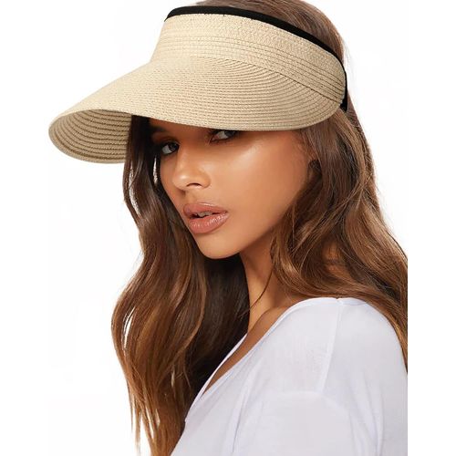 Chapeau De Soleil Femme Paille Upf 50+ Pliable Visor Cap.[Z421]
