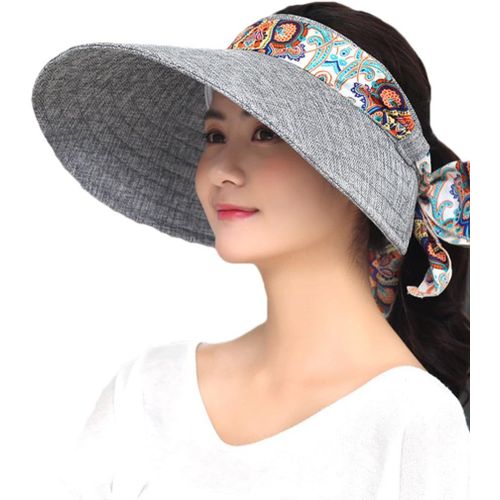 Casquette Visière Sports Femme Été Visière De Soleil Imprimé Chic Casquette Bord Large Haut Vide Anti-Uv Protection Solaire Chapeau De Soleil Réglable Pour Voyage Camping Randonnée Cyclisme