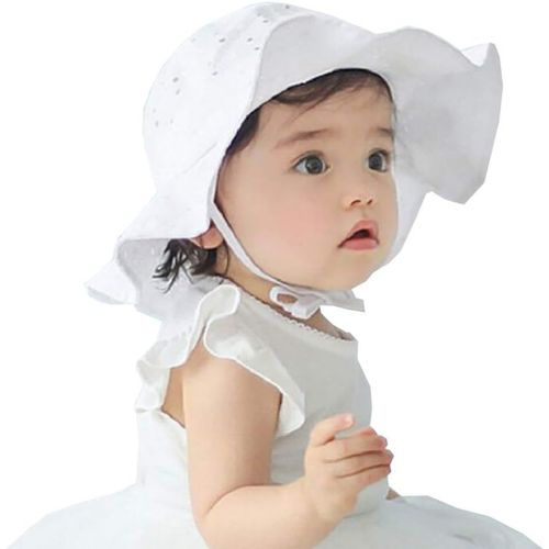 Chapeau Soleil Bébé Fille Eté Anti-Uv En Coton Casual Plage Vacances 0 À 4 Ans.[Z634]