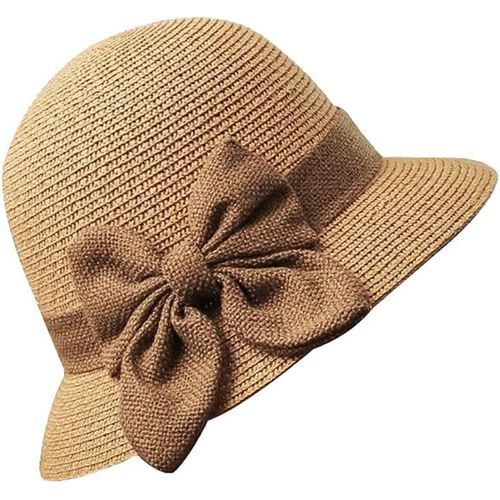 Chapeau Cloche De Paille-Chapeau Melon D'été-Chapeau De Soleil-Chapeau D'église Vintage Des Années 1920-Chapeau De Plage Pliable Avec N?Ud Pour Femme.[Z710]