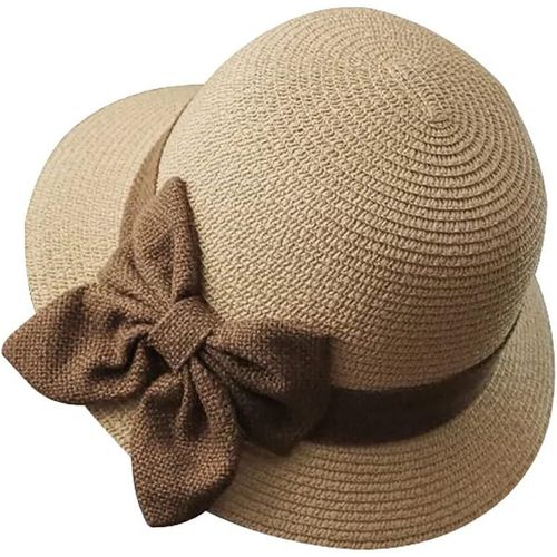 Chapeau Cloche De Paille-Chapeau Melon D'été-Chapeau De Soleil-Chapeau D'église Vintage Des Années 1920-Chapeau De Plage Pliable Avec N?Ud Pour Femme.[Z709]